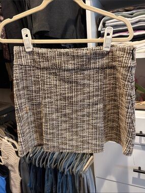 MANGO Checked Tweed A-Line Mini Skirt - Black & Cream